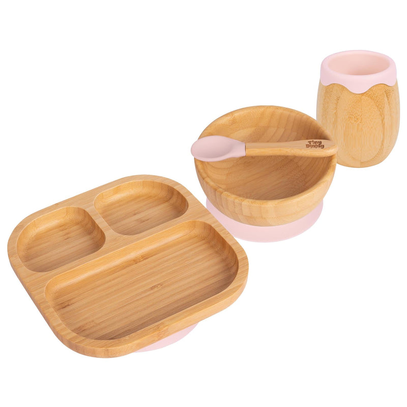 4pc Divided Bamboo Suction  toddler, baby and Children's Feeding Set