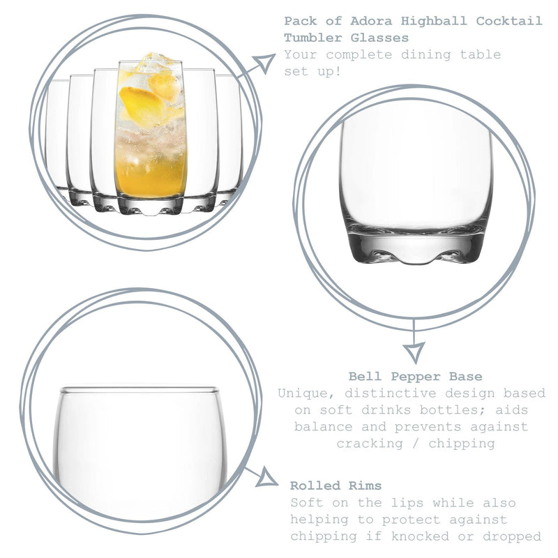 390ml Adora Highball Glasses - By LAV