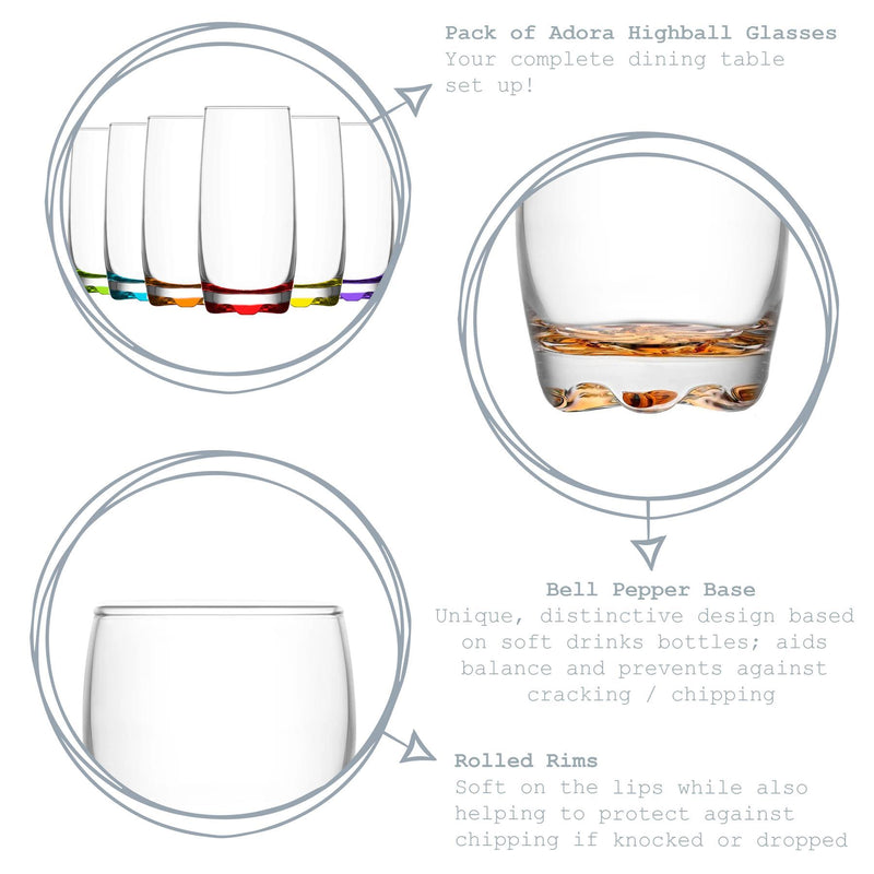 390ml Adora Highball Glasses - Pack of 12 - By LAV