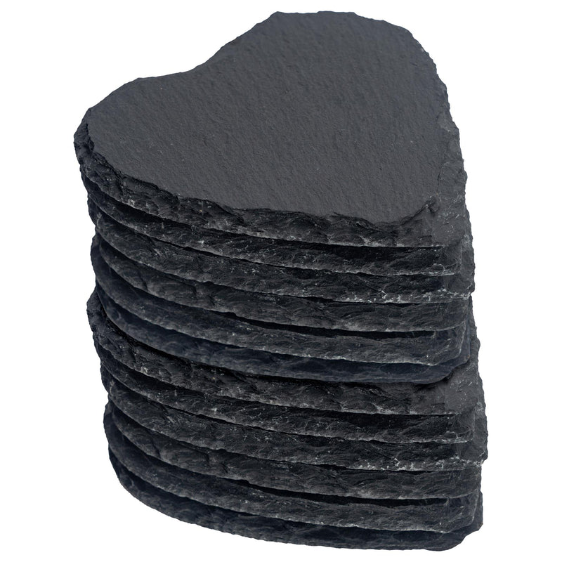 Heart Slate Coasters - 10cm - Pack of 12 - By Argon Tableware