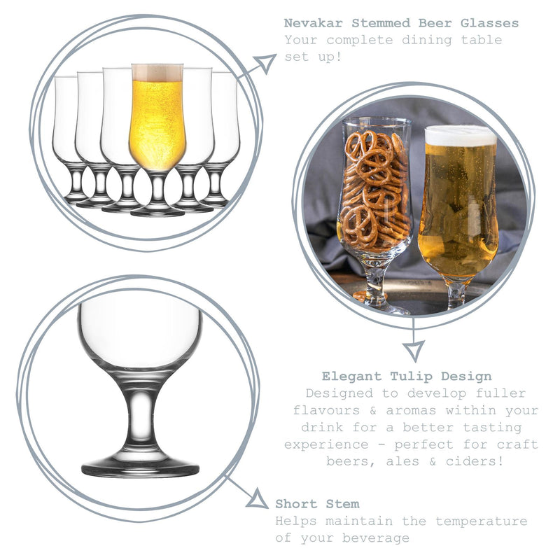 385ml Nevakar Stemmed Beer Glasses - By Lav