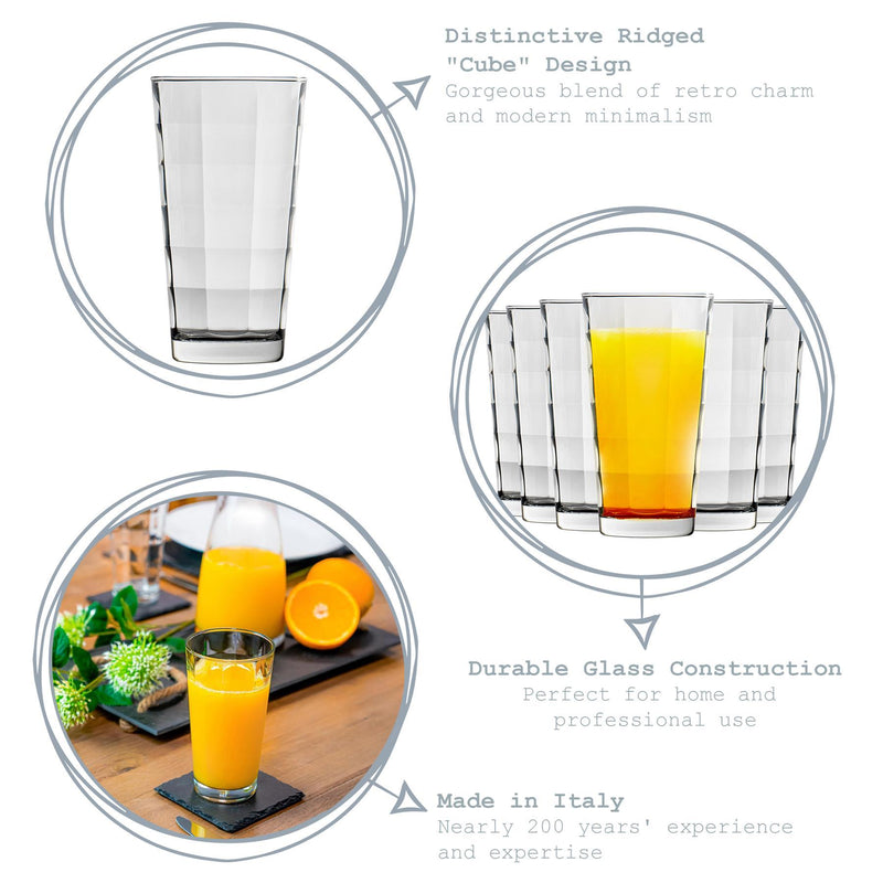 365ml Cube Highball Glasses - By Bormioli Rocco