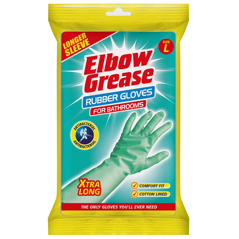 Anti-Bacterial Rubber Cleaning Gloves - Large - Aqua - By Elbow Grease