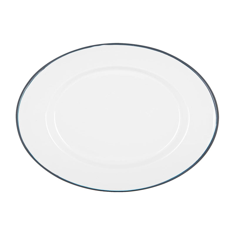 White Enamel Serving Platter - 30cm x 22cm - By Argon Tableware