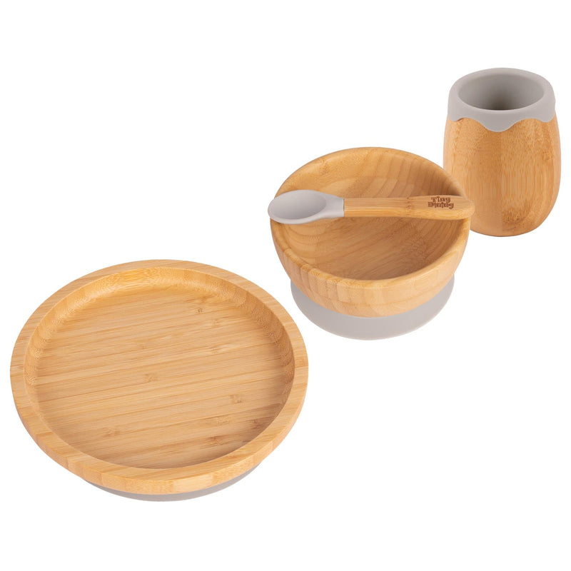 4pc Round Bamboo Suction toddler and Baby Feeding Set