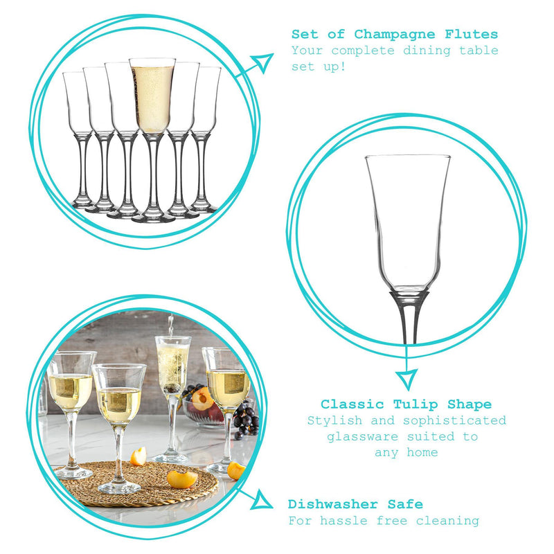 225ml Tromba Stemmed Champagne Flute Glasses - By Argon Tableware