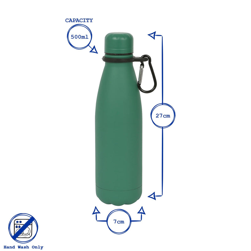 Stainless Steel Water Bottle with Carabiner Clip - 500ml