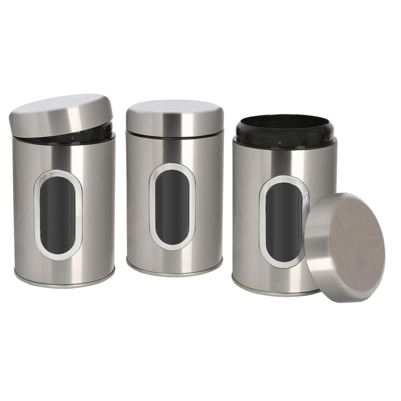 3pc Stainless Steel Food Storage Containers Set with Window - By Harbour Housewares