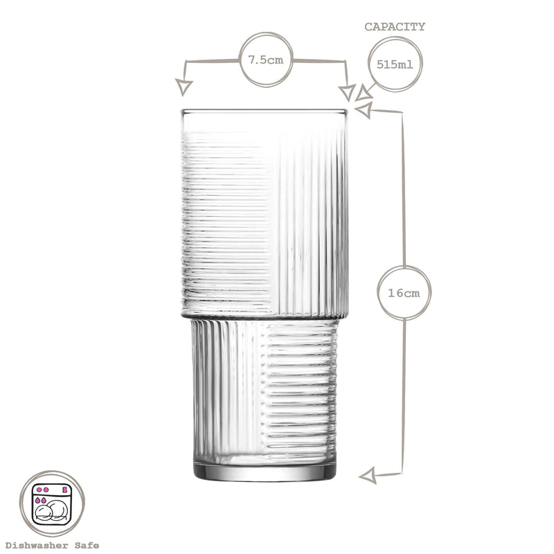 515ml Helen Stacking Highball Glasses - By Lav