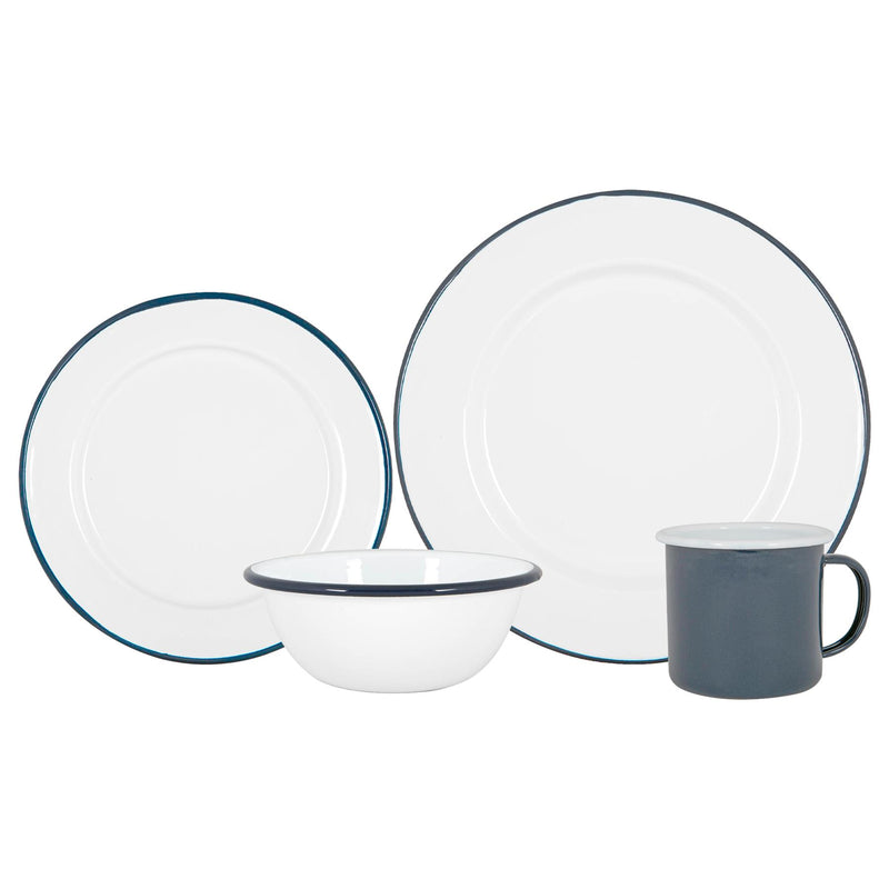 16pc White Enamel Dinner Set - By Argon Tableware