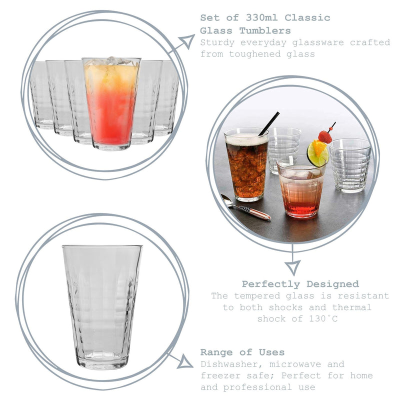 330ml Prisme Highball Glasses - Pack of 12 - By Duralex