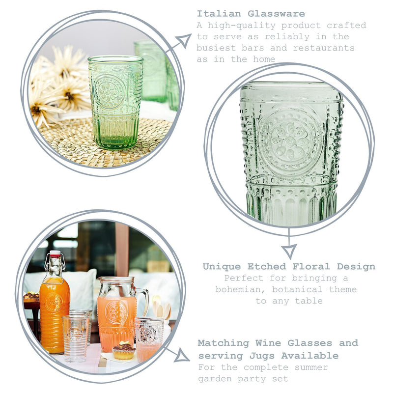 340ml Romantic Highball Glasses - By Bormioli Rocco