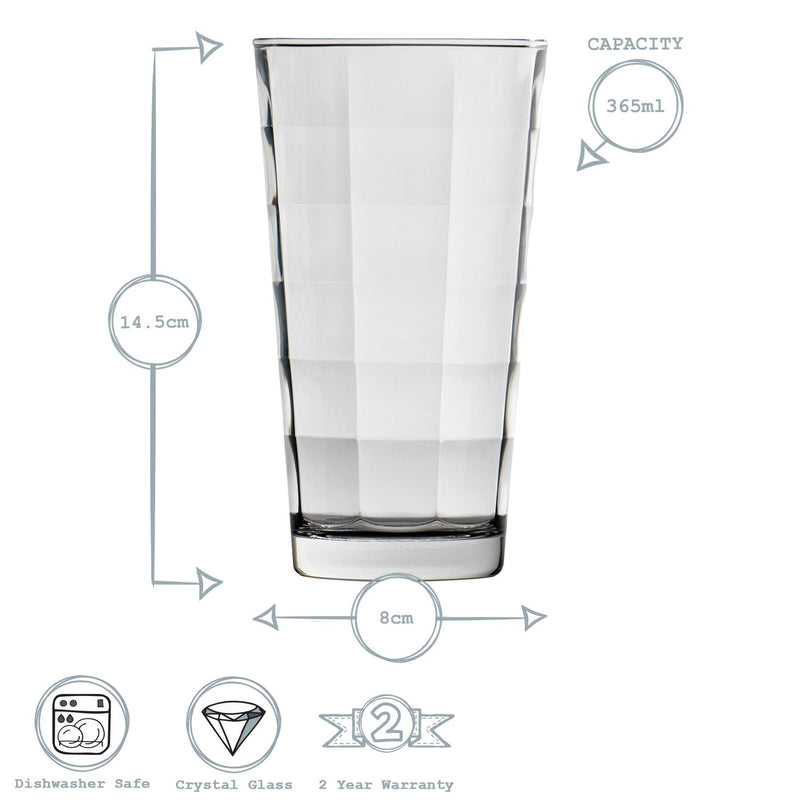 365ml Cube Highball Glasses - Pack of 12 - By Bormioli Rocco