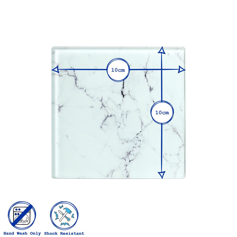 Square Glass Coasters - Marble - Pack of 6 - By Harbour Housewares