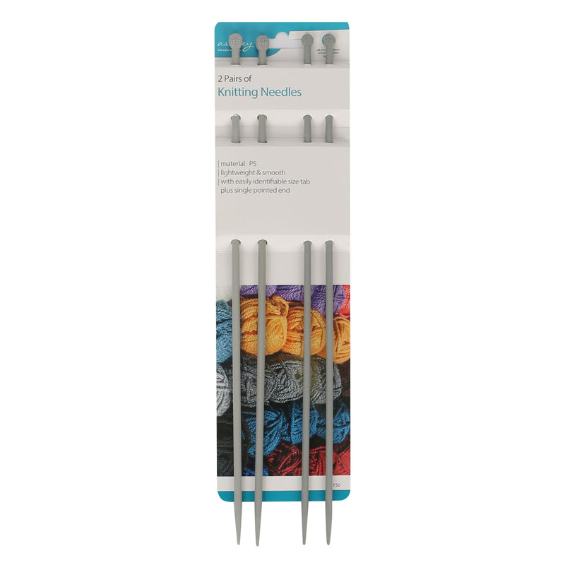 Knitting Needles - 4.5/5mm x 35cm - Grey - Pack of 4 - By Ashley