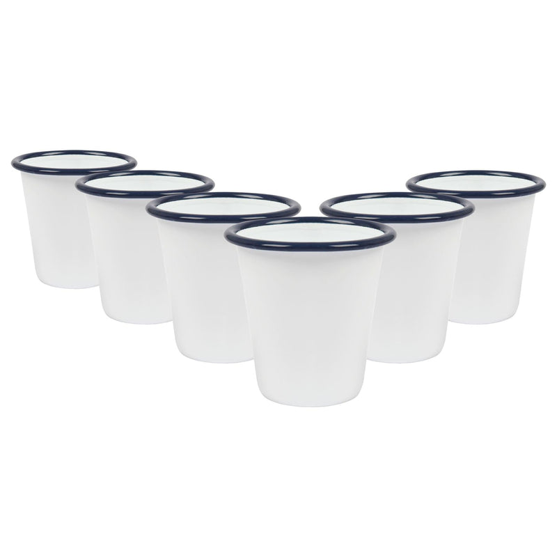 300ml White Enamel Tumblers - Pack of 6 - By Argon Tableware