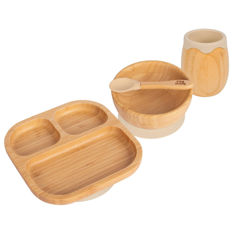 4pc Divided Bamboo Suction  toddler, baby and Children's Feeding Set