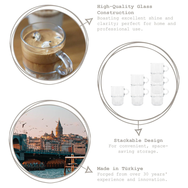 90ml Cozy Stacking Glass Espresso Cups - Pack of Six - By LAV