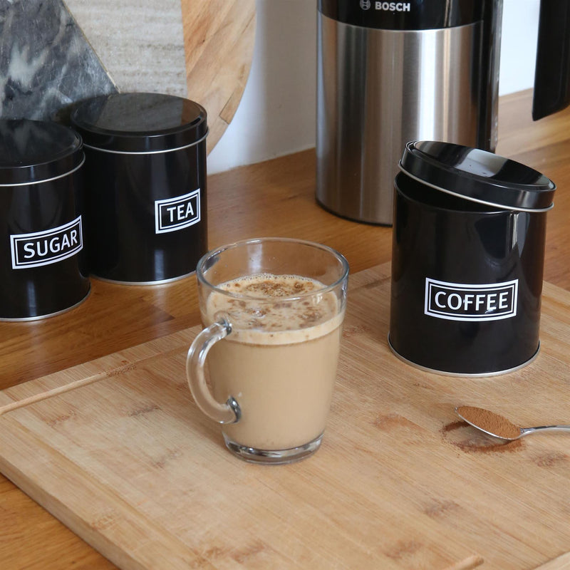 3pc Round Metal Tea Coffee Sugar Canister Set - By Harbour Housewares