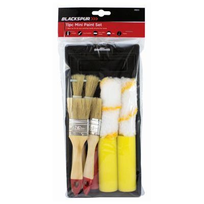 11pc Mini Paint Roller & Tray Set - 4" (10cm) - Multi - By Blackspur