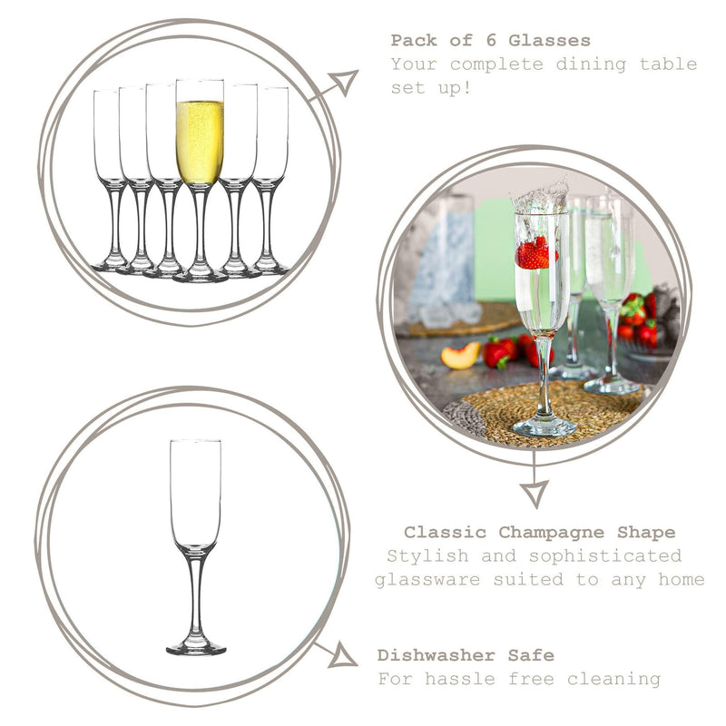 210ml Tokyo Champagne Flute Glasses - By Lav