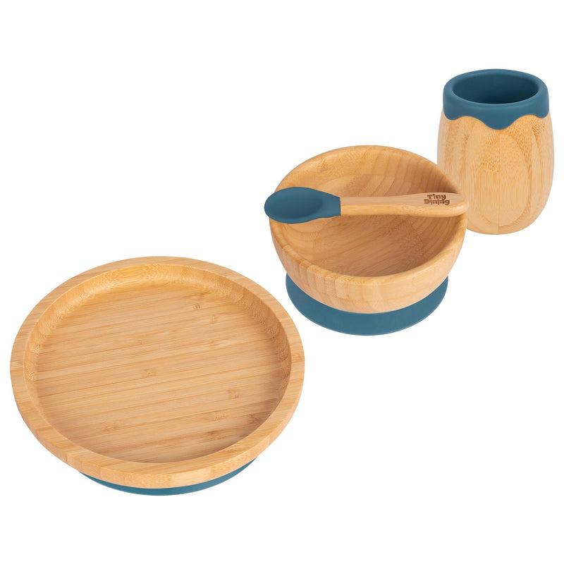 4pc Round Bamboo Suction toddler and Baby Feeding Set