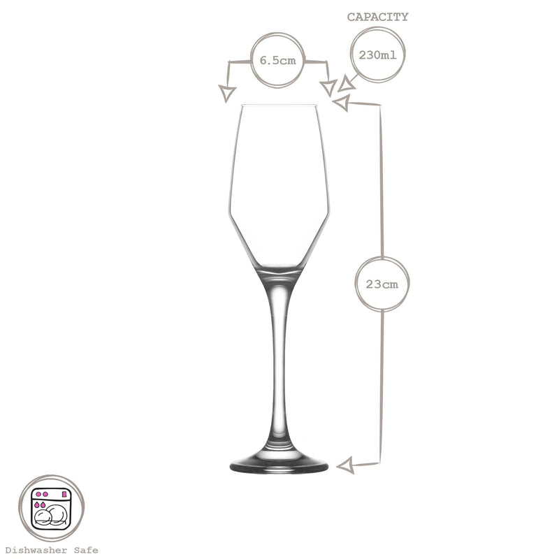 230ml Ella Champagne Flute Glasses - By Lav