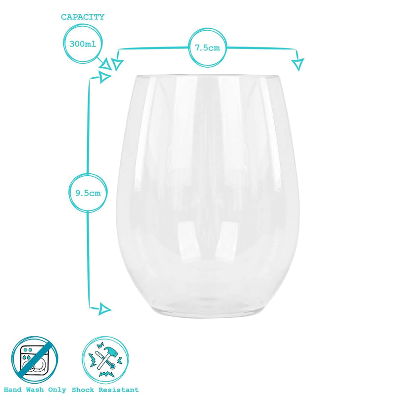 300ml Reusable Plastic Stemless Wine Glasses - By Argon Tableware