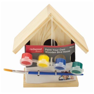 6pc Paint Your Own Wooden Bird House Kit - By Redwood