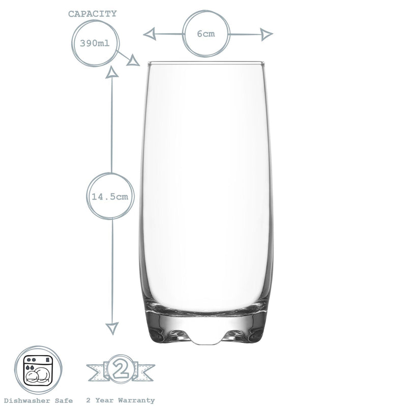 390ml Adora Highball Glasses - By LAV