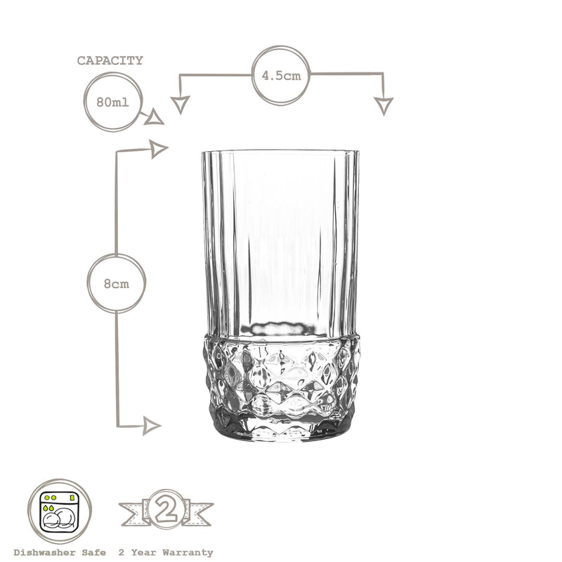 80ml America 20S Shot Glasses - By Bormioli Rocco