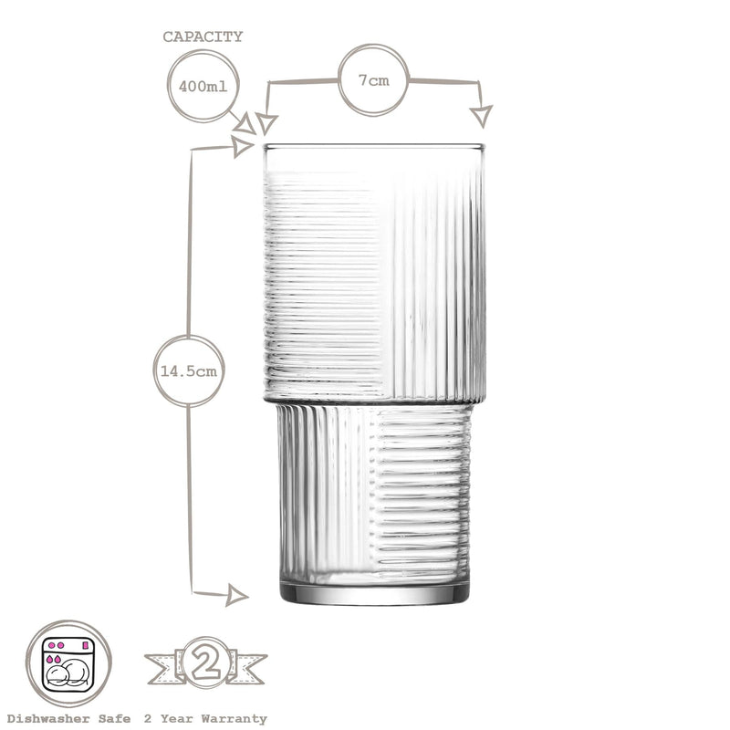 400ml Helen Stacking Highball Glasses - By Lav