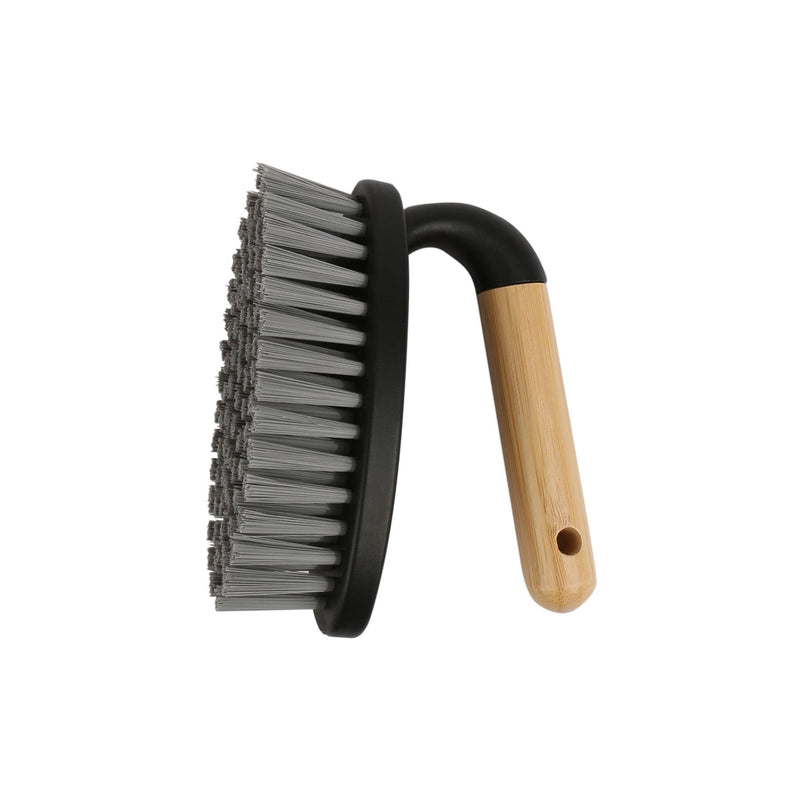 Bamboo Scrubbing Brush with Handle - 13.5cm - Black - By Ultra Clean