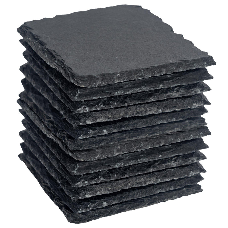 Square Slate Coasters - 10cm - Pack of 12 - By Argon Tableware