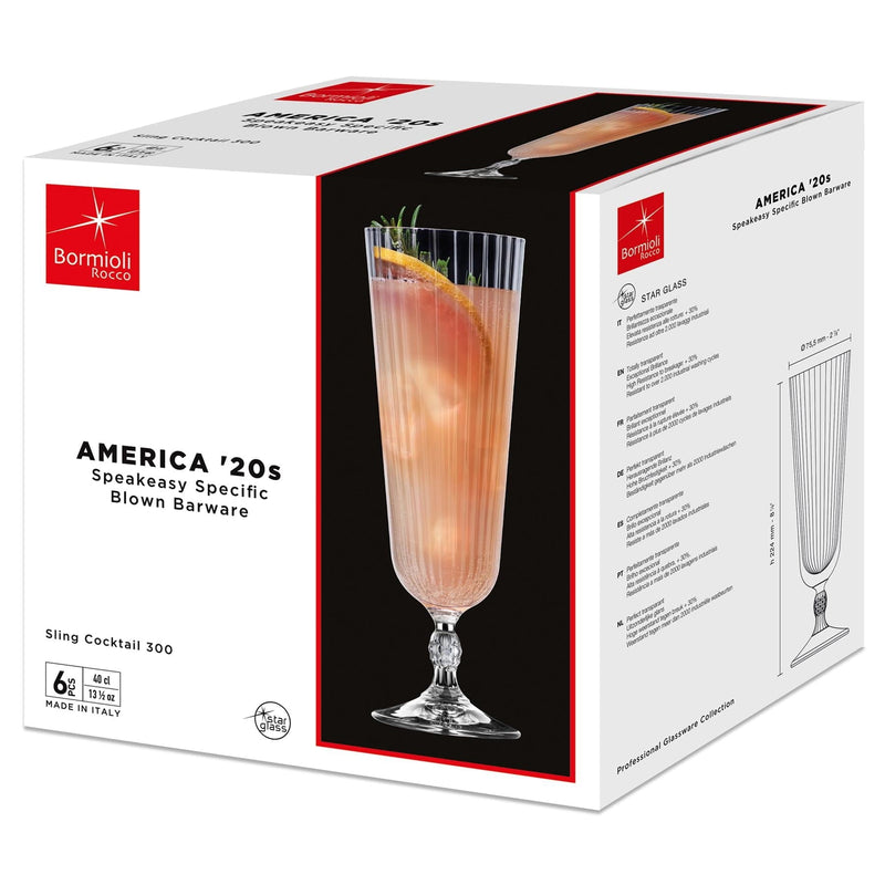 400ml America '20s Sling Cocktail Glasses - Pack of 12 - By Bormioli Rocco