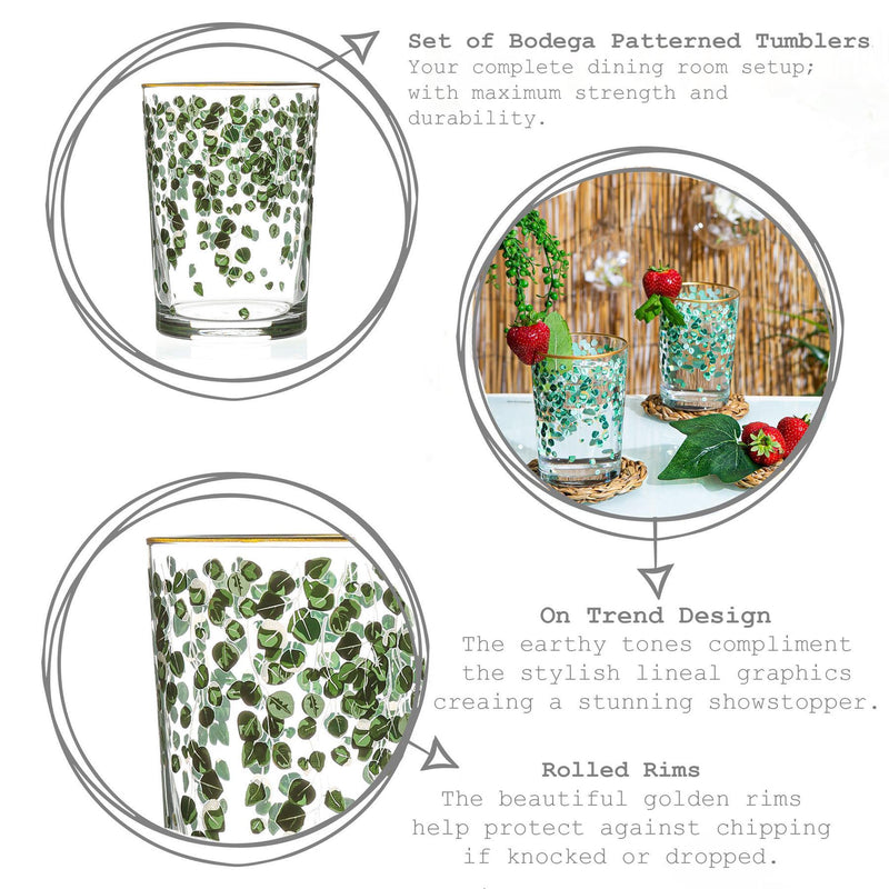 520ml Green Leaf Bodega Highball Glasses - By Lav