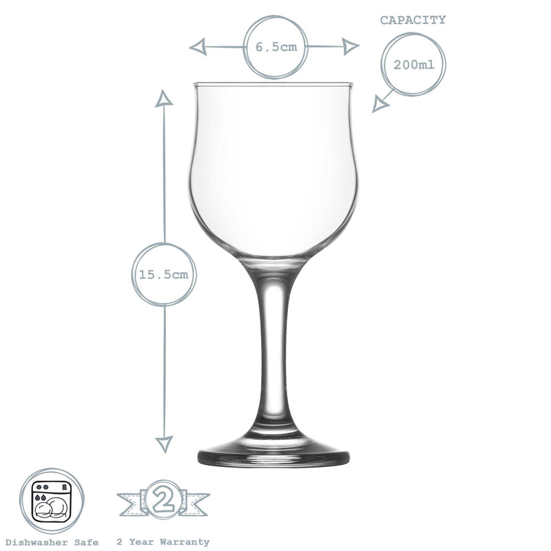 200ml Nevakar Wine Glasses - Pack of 12 - By LAV