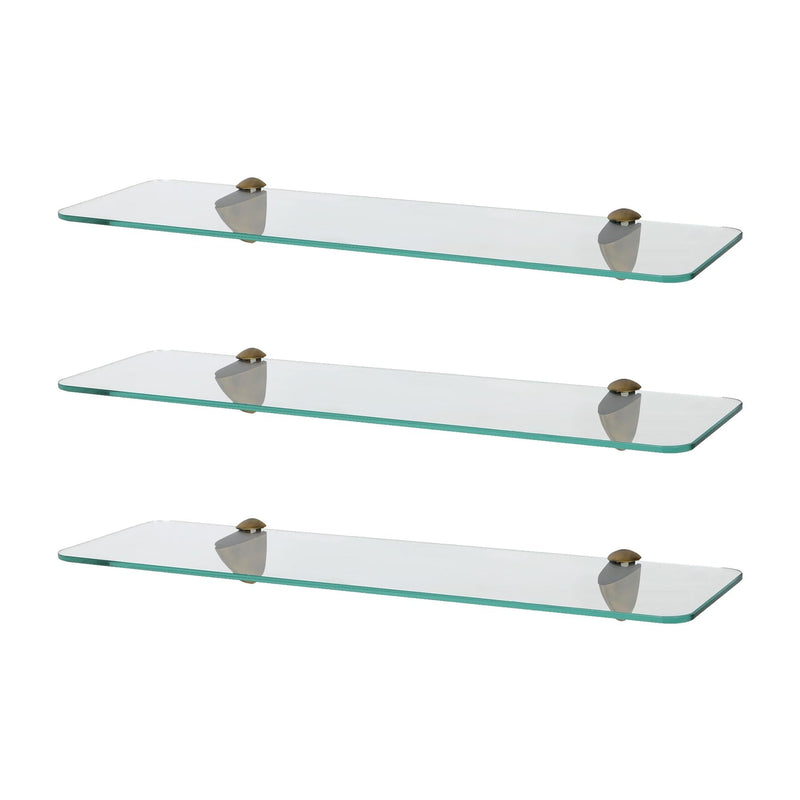 Rounded Floating Glass Bathroom Shelves - 50cm - Pack of 3 - By Harbour Housewares