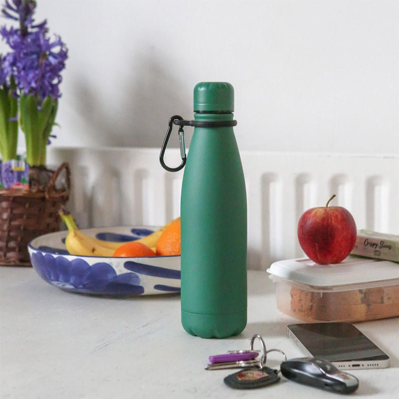 Stainless Steel Water Bottle with Carabiner Clip - 500ml