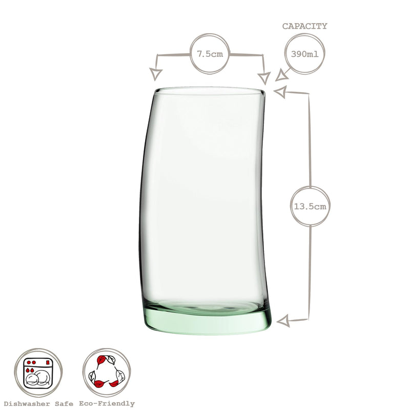 390ml Aware Penguen Recycled Highball Glasses - Green - By Pasabahce