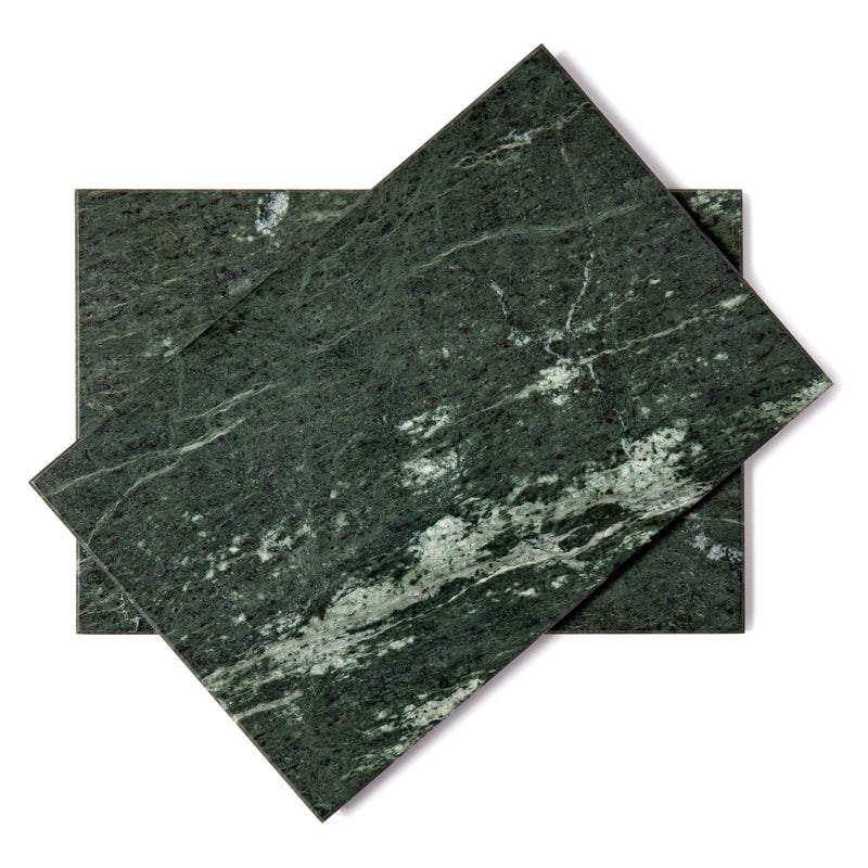 12pc Rectangle Marble Placemats & Round Coasters Set - 30cm x 20cm - Green - By Argon Tableware