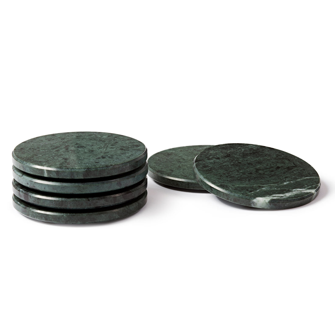 Round Marble Coasters - 10cm - Green - Pack of 6