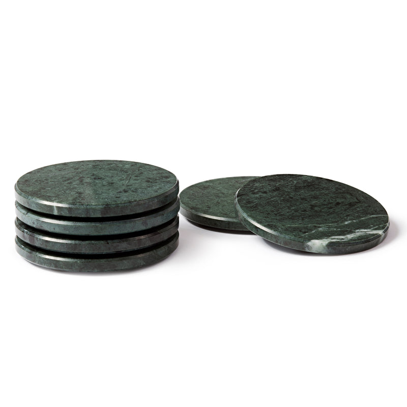 Round Marble Coasters - 10cm - Green - Pack of 6 - By Argon Tableware