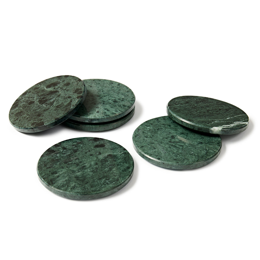 Round Marble Coasters - 10cm - Green - Pack of 6