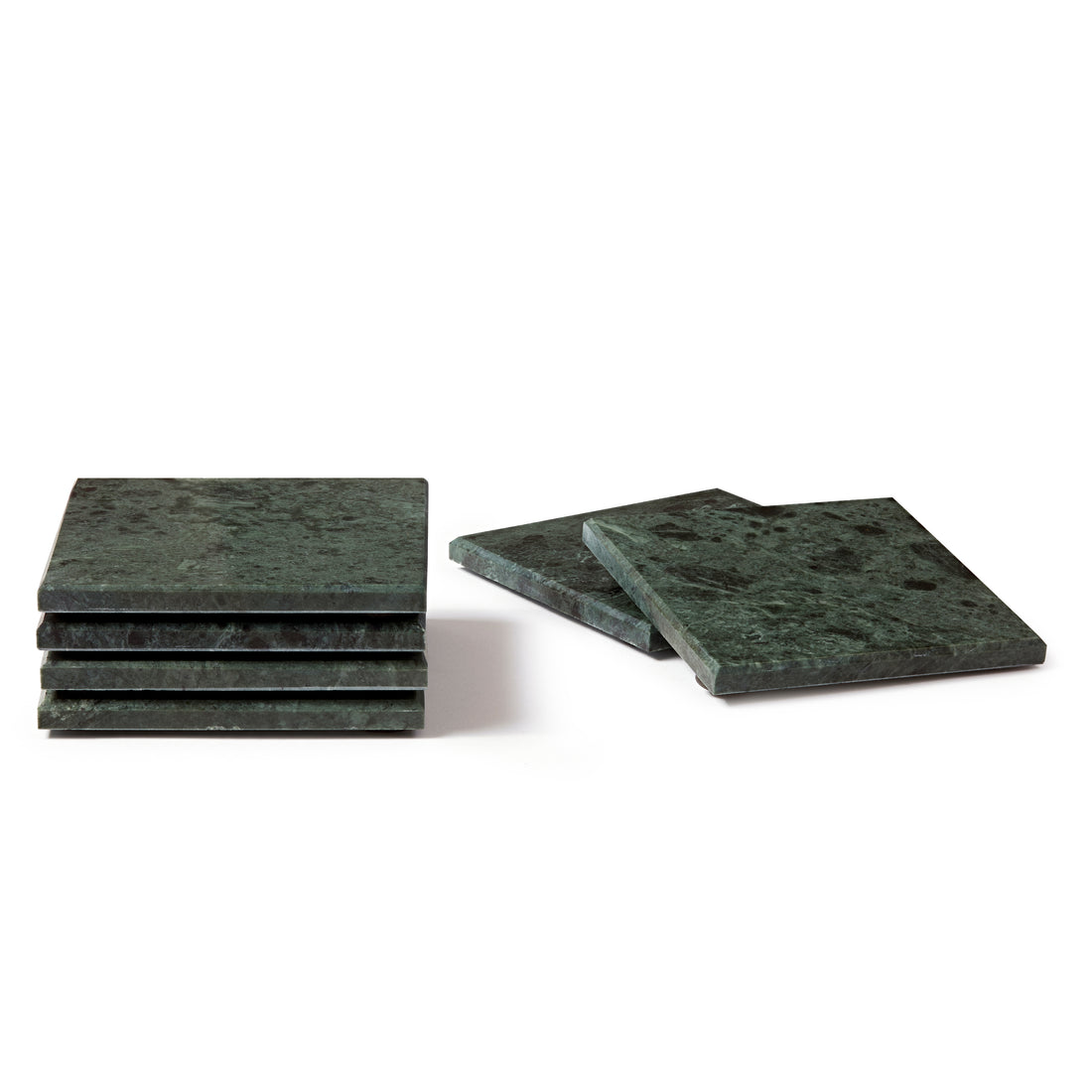 Square Marble Coasters - 10cm - Green - Pack of 6