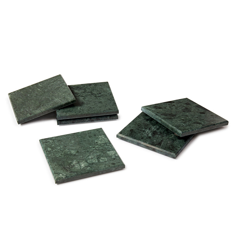 12pc Round Marble Placemats & Square Coasters Set - 30cm - Green - By Argon Tableware