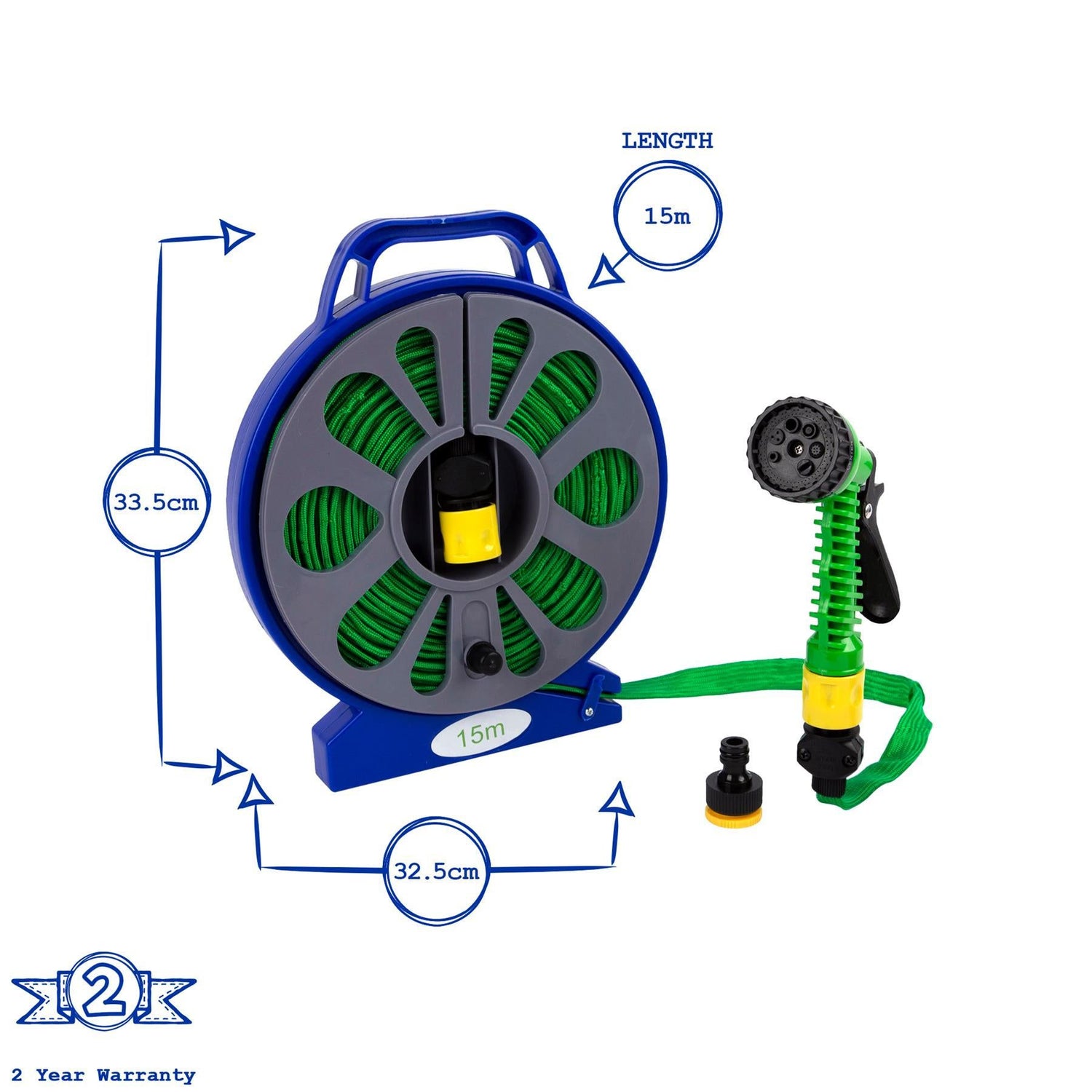 15m Flat Hose with Spray Gun