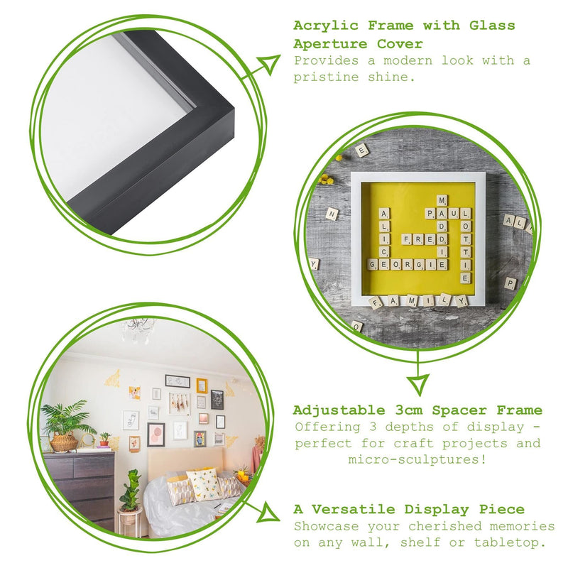 8" x 8" Light Wood 3D Box Photo Frame - with 4" x 4" Mount - By Nicola Spring