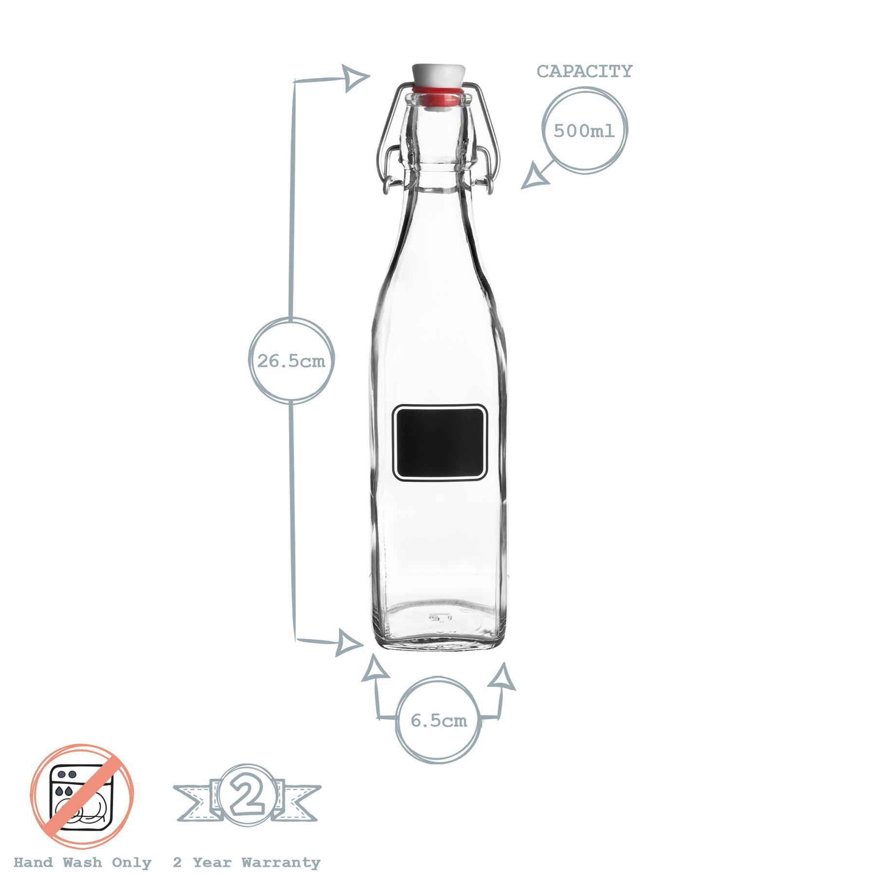 500ml Air tight Lavagna Glass Swing Bottle with Chalkboard Label