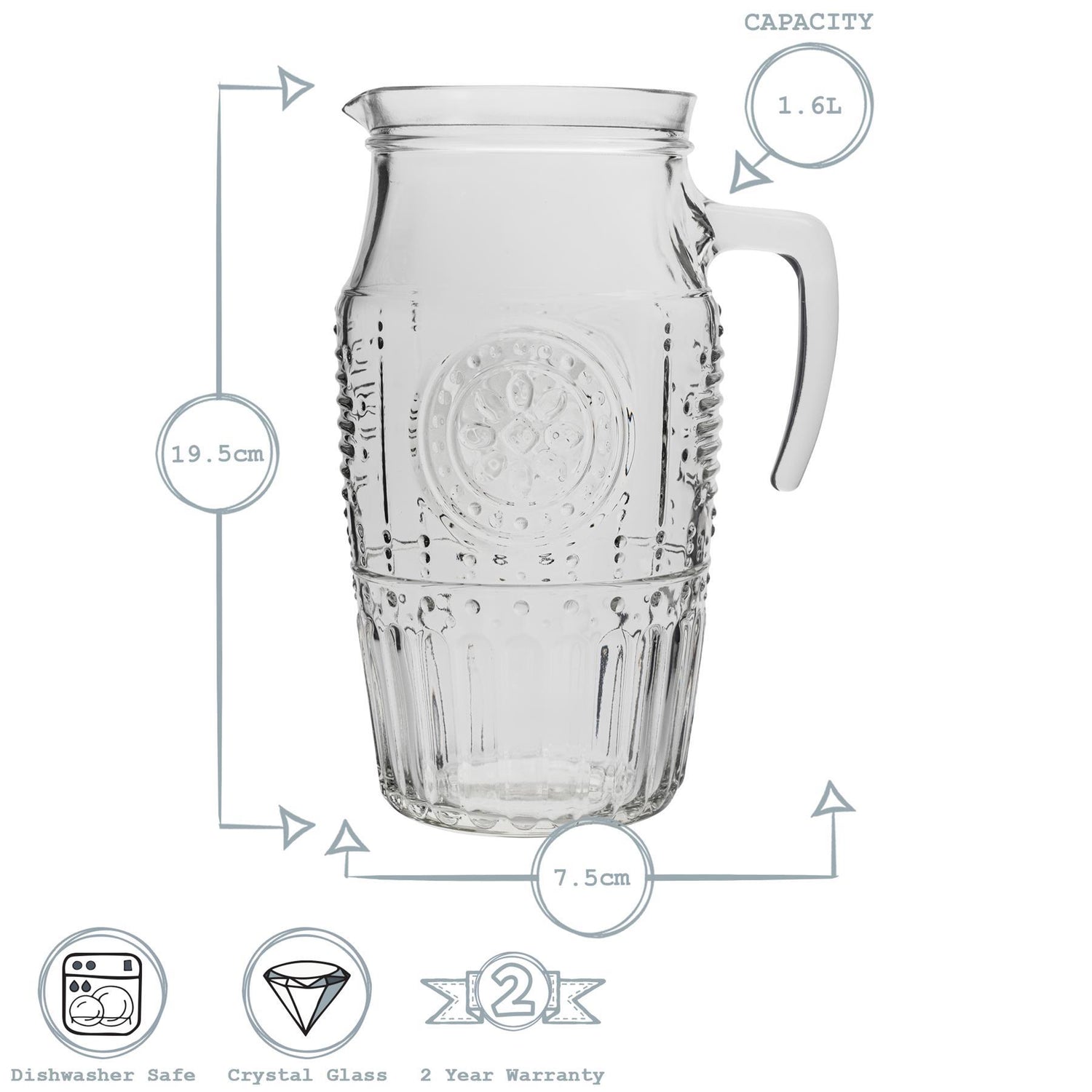 1.6L Romantic Glass Water Jug